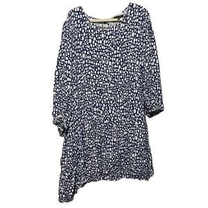 ELOQUII Elements Women's‎ Plus Size Tiered Blue and White Dress